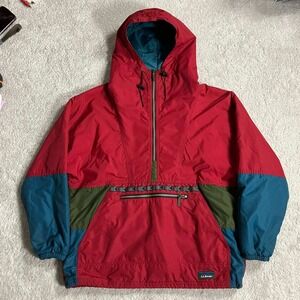 VTG LL Bean Aztec Hooded Thinsulate Pullover Anorak Jacket USA Made Mens L